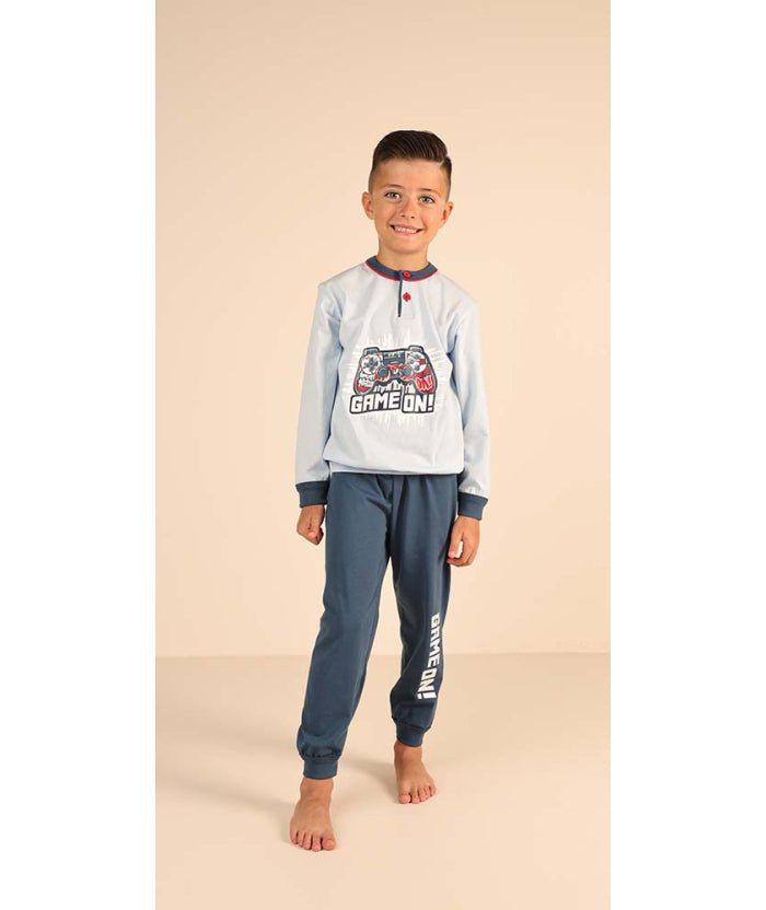Pigiama Gary bambino/ragazzo manica lunga 2 bottoni Z30021 - Caos Intimo Donna - Uomo - Bambini - Casa - Gary