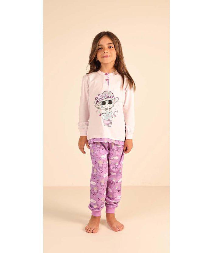 Pigiama Gary cotone bambina manica lunga 2 bottoni Z20001 - Caos Intimo Donna - Uomo - Bambini - Casa - Gary