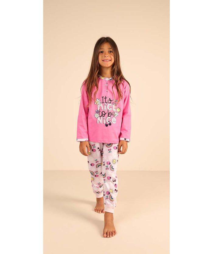 Pigiama Gary cotone bambina manica lunga 2 bottoni Z20010 - Caos Intimo Donna - Uomo - Bambini - Casa - Gary