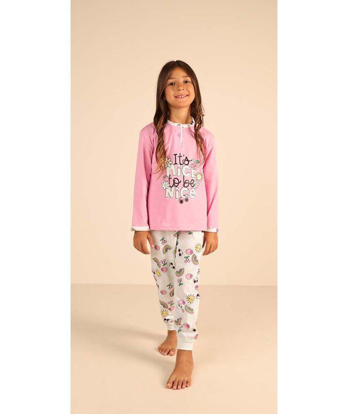Pigiama Gary cotone bambina manica lunga 2 bottoni Z20010 - Caos Intimo Donna - Uomo - Bambini - Casa - Gary