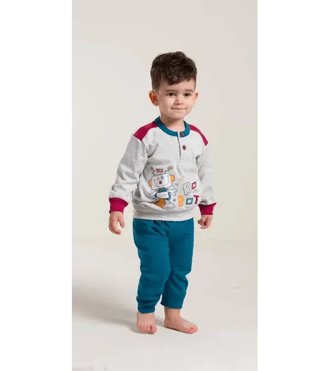 Pigiama invernale Neonato interlock serafino con due bottoni Gary V10011 - Caos Intimo Donna - Uomo - Bambini - Casa - Gary