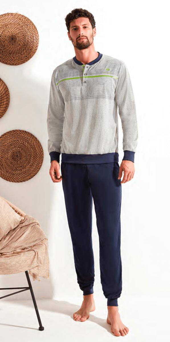 Pigiama lungo uomo Nottingham 100% cotone PG50164 - Caos Intimo Donna - Uomo - Bambini - Casa - Nottingham