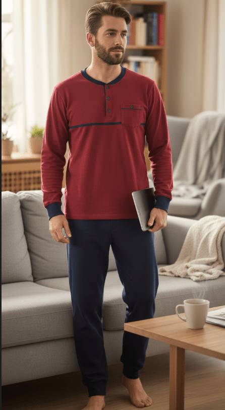 Pigiama lungo uomo Nottingham 100% cotone PG50171 - Caos Intimo Donna - Uomo - Bambini - Casa - Nottingham