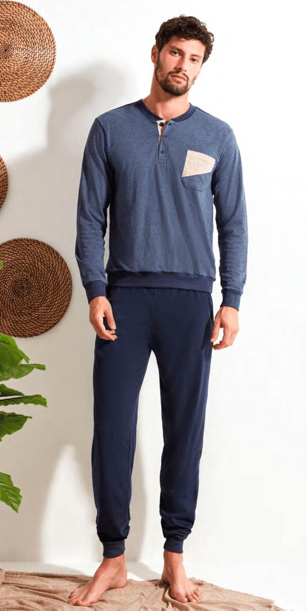 Pigiama lungo uomo Nottingham 100% cotone PG50199 - Caos Intimo Donna - Uomo - Bambini - Casa - Nottingham