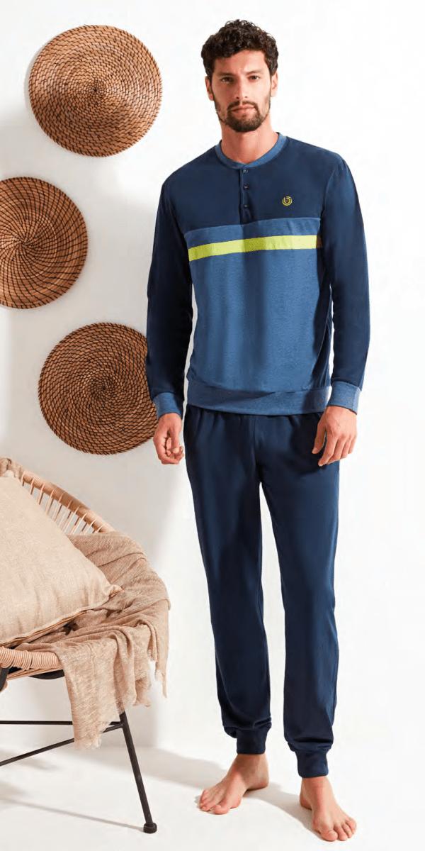 Pigiama lungo uomo Nottingham 100% cotone PG50206 - Caos Intimo Donna - Uomo - Bambini - Casa - Nottingham