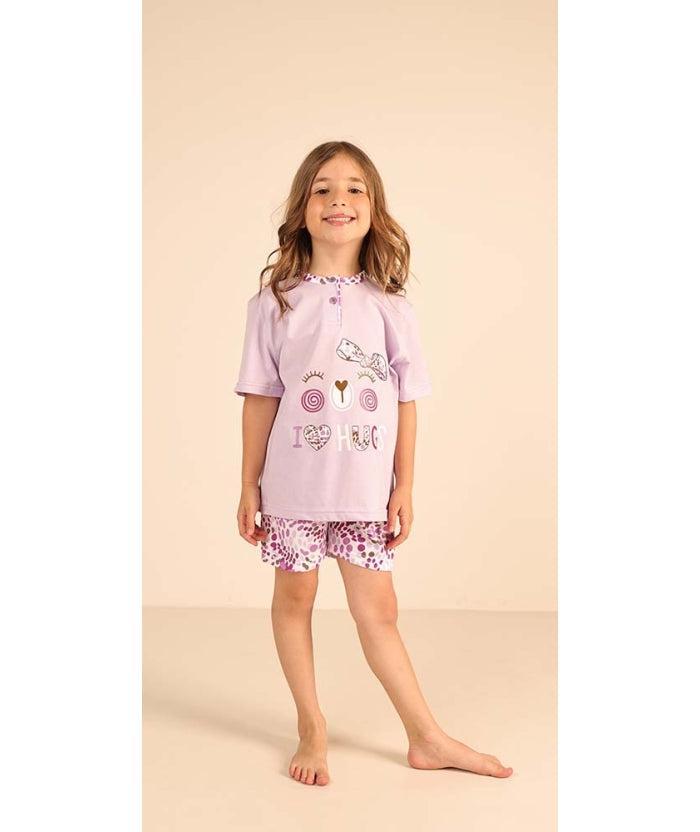 Pigiama mezza manica pantaloncino bambina jersey puro cotone Gary Z25057 - Caos Intimo Donna - Uomo - Bambini - Casa - Gary