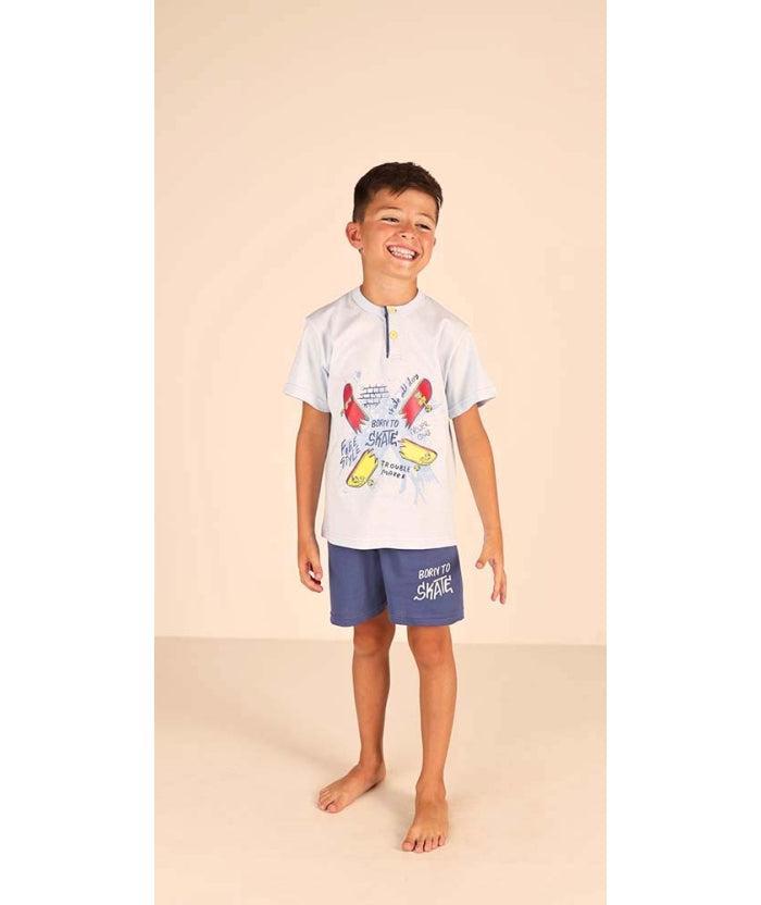 Pigiama mezza manica pantaloncino bambino jersey puro cotone Gary Z25084 - Caos Intimo Donna - Uomo - Bambini - Casa - Gary