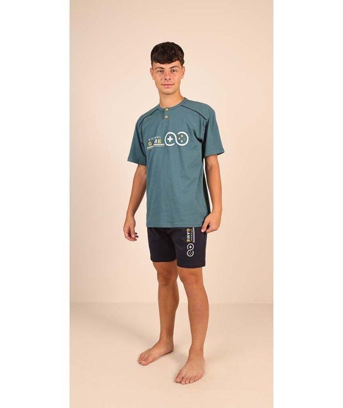 Pigiama mezza manica pantaloncino ragazzo jersey puro cotone Gary Z45034 - Caos Intimo Donna - Uomo - Bambini - Casa - Gary