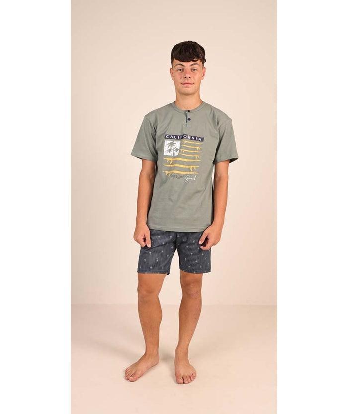 Pigiama mezza manica pantaloncino ragazzo jersey puro cotone Gary Z45032