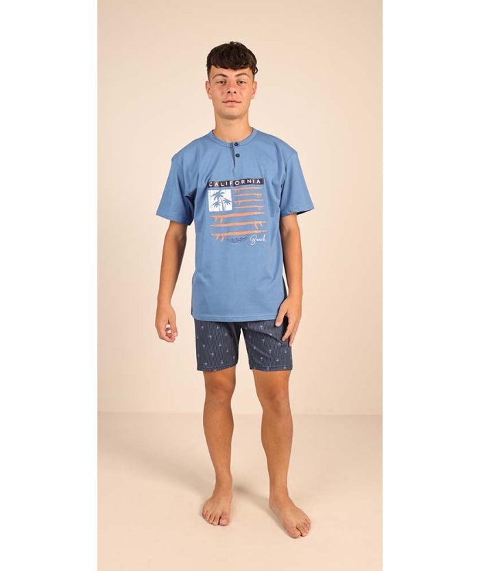 Pigiama mezza manica pantaloncino ragazzo jersey puro cotone Gary Z45032