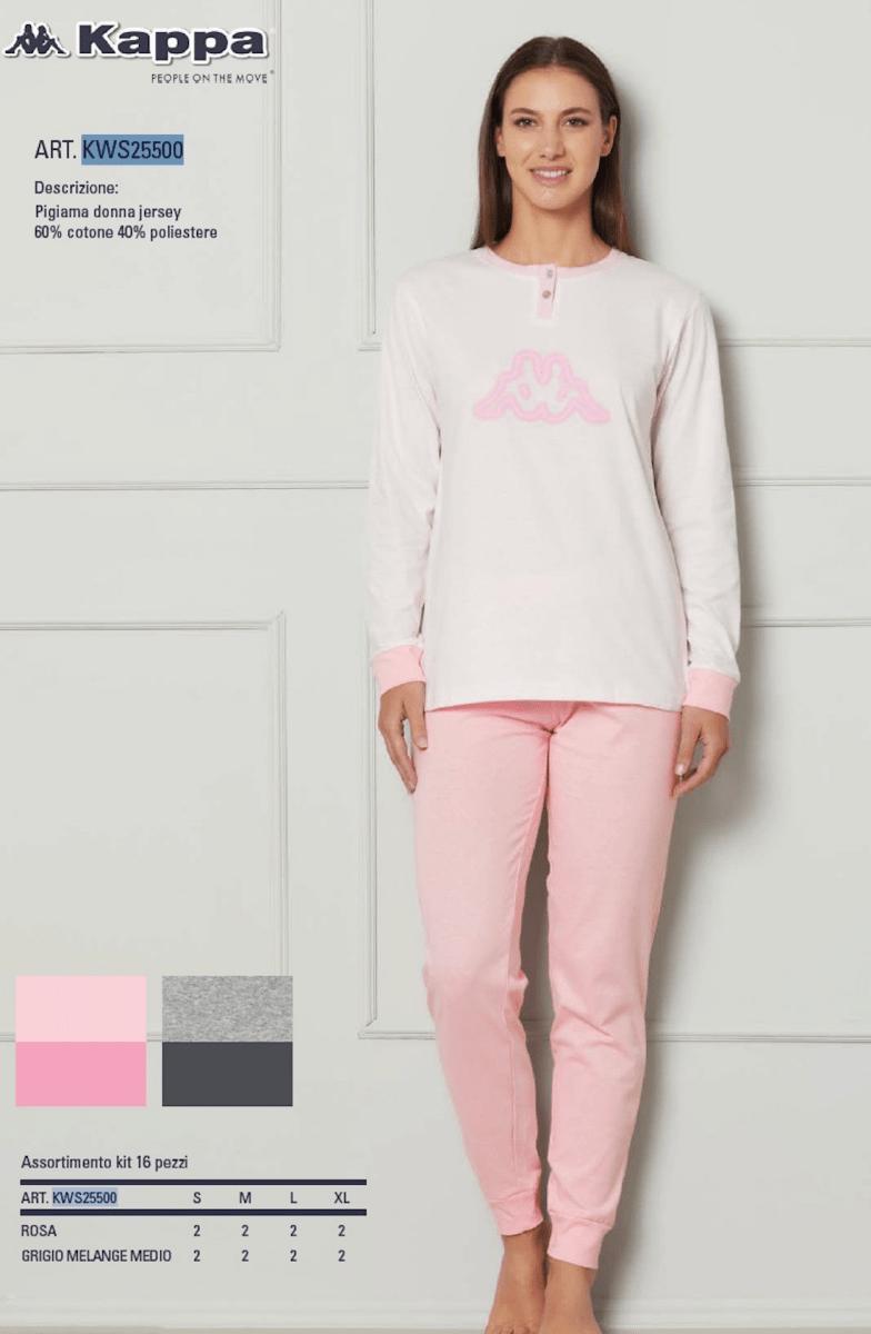 Pigiama serafino donna jersey puro cotone Kappa KWS25500 - Caos Intimo Donna - Uomo - Bambini - Casa - Kappa