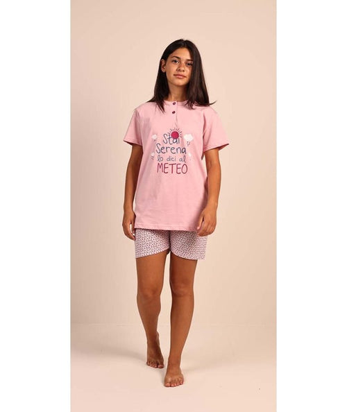 Pigiama serafino ragazza manica corta pantaloncino jersey puro cotone Gary 4104 - Caos Intimo Donna - Uomo - Bambini - Casa - Gary