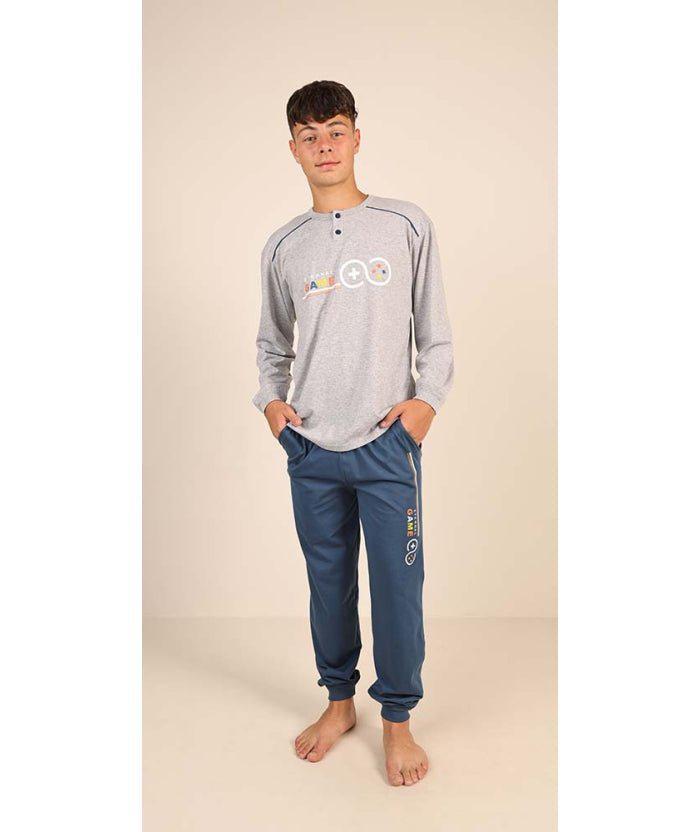 Pigiama serafino ragazzo jersey puro cotone Gary Z40015 - Caos Intimo Donna - Uomo - Bambini - Casa - Gary