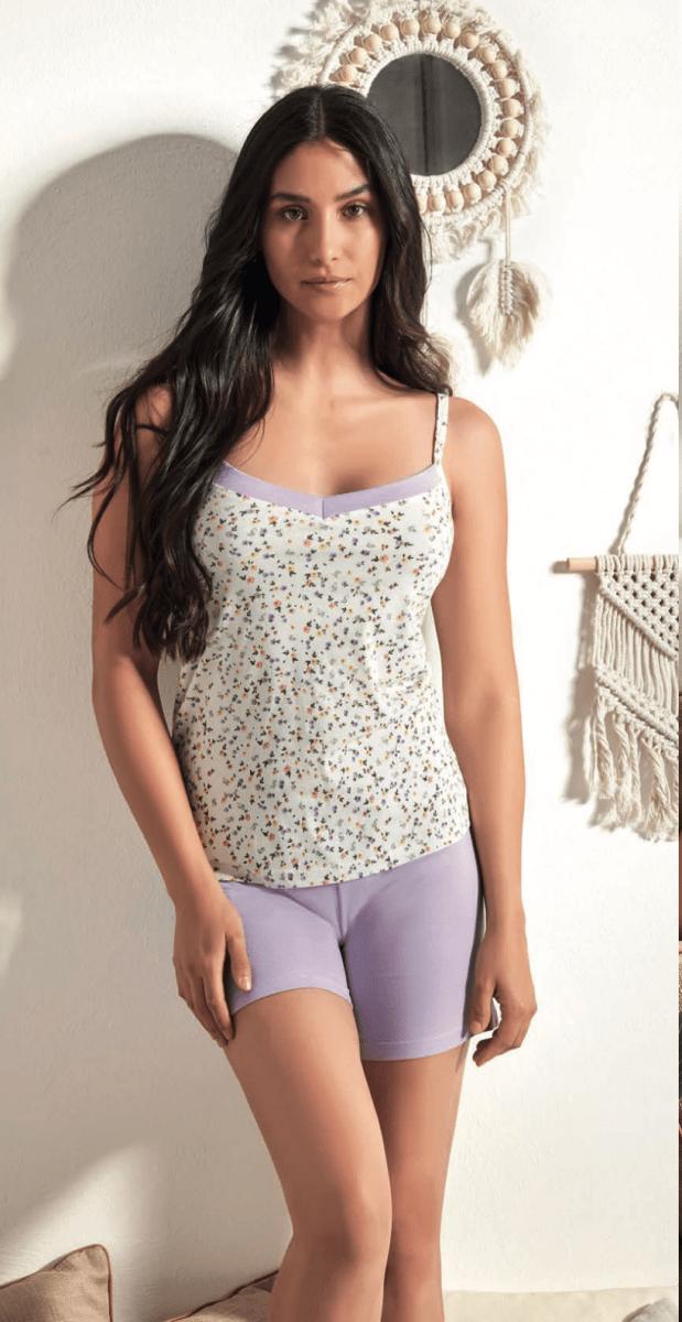 Pigiama spallina donna Nottingham corto in cotone PG49930 - Caos Intimo Donna - Uomo - Bambini - Casa - Nottingham