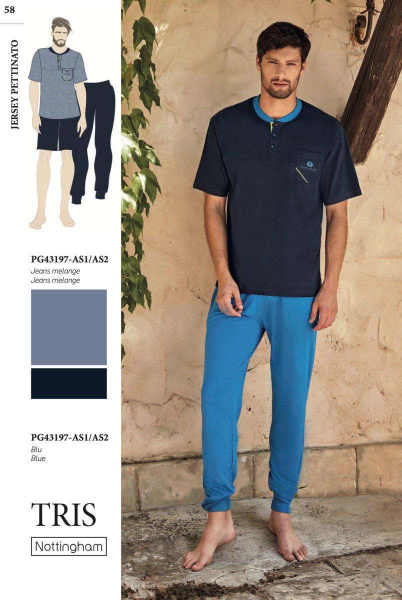 Pigiama tre pezzi uomo Nottingham 100% cotone PG43197 - Caos Intimo Donna - Uomo - Bambini - Casa - Nottingham