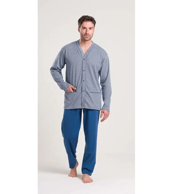 Pigiama uomo aperto Gary calibrato invernale interlock V60002CONF - Caos Intimo Donna - Uomo - Bambini - Casa - Gary
