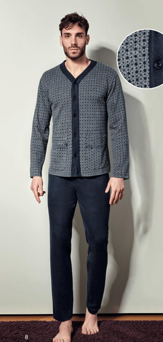 Pigiama uomo aperto Nottingham punto milano jacquard PG44341 - Caos Intimo Donna - Uomo - Bambini - Casa - Nottingham