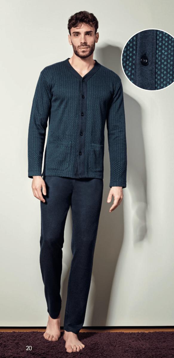 Pigiama uomo aperto Nottingham punto milano jacquard PG44369 - Caos Intimo Donna - Uomo - Bambini - Casa - Nottingham