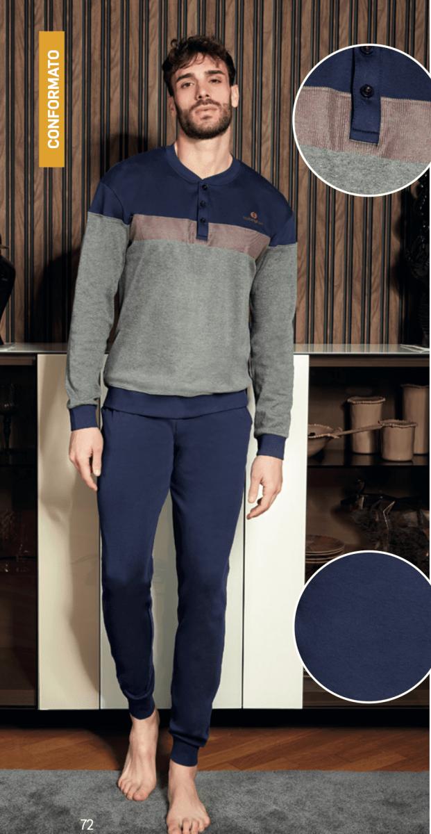 Pigiama uomo calibrato Nottingham caldo cotone interlock PG44576X - Caos Intimo Donna - Uomo - Bambini - Casa - Nottingham