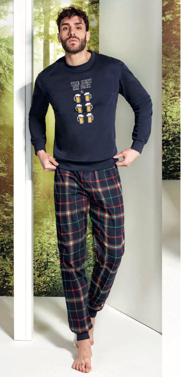 Pigiama uomo Hollywood Milano girocollo caldo cotone interlock PG44900 - Caos Intimo Donna - Uomo - Bambini - Casa - Hollywood Milano