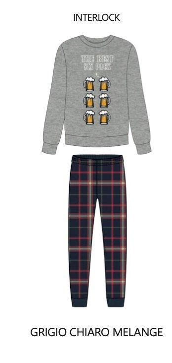 Pigiama uomo Hollywood Milano girocollo caldo cotone interlock PG44900 - Caos Intimo Donna - Uomo - Bambini - Casa - Hollywood Milano