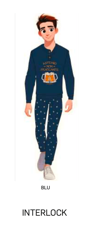 Pigiama uomo Hollywood Milano serafino caldo cotone interlock HPA013 - Caos Intimo Donna - Uomo - Bambini - Casa - Hollywood Milano