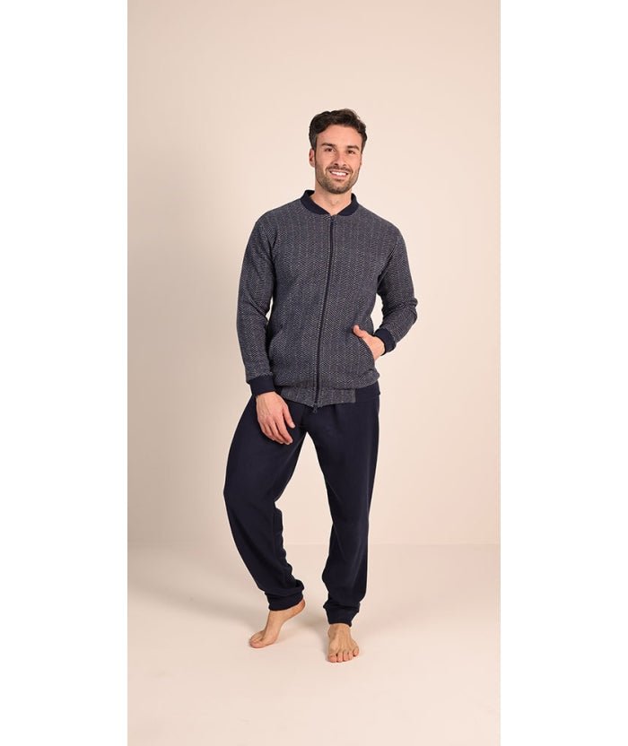 Pigiama uomo invernale aperto con cerniera punto Milano Gary flanellato 6088 - Caos Intimo Donna - Uomo - Bambini - Casa - Gary