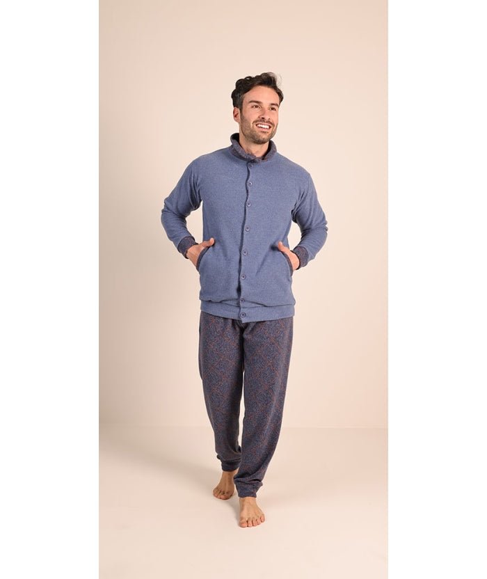 Pigiama uomo invernale aperto punto Milano Gary flanellato 6082 - Caos Intimo Donna - Uomo - Bambini - Casa - Gary