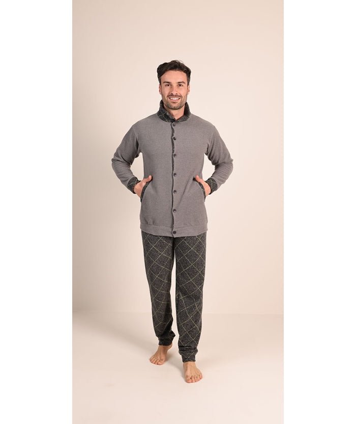 Pigiama uomo invernale aperto punto Milano Gary flanellato 6082 - Caos Intimo Donna - Uomo - Bambini - Casa - Gary