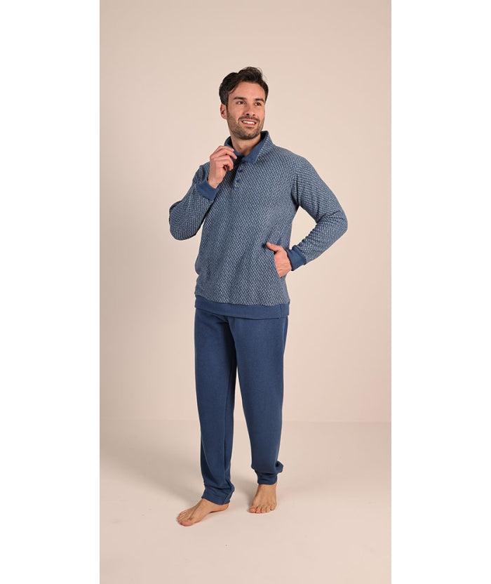 Pigiama uomo invernale collo alto punto Milano Gary flanellato 6101