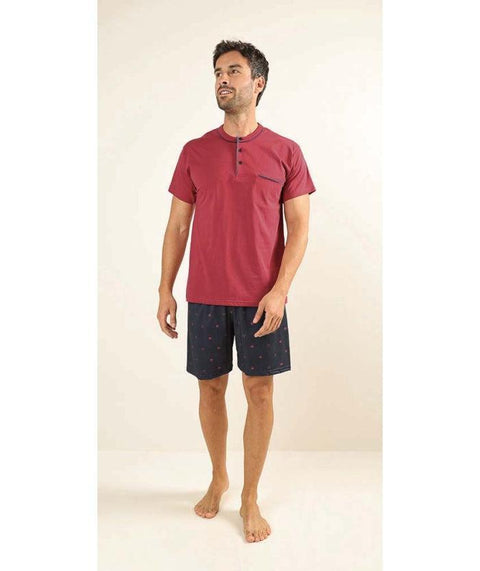 Pigiama uomo serafino mezza manica pantalone corto Gary 100% Cotone Z65075
