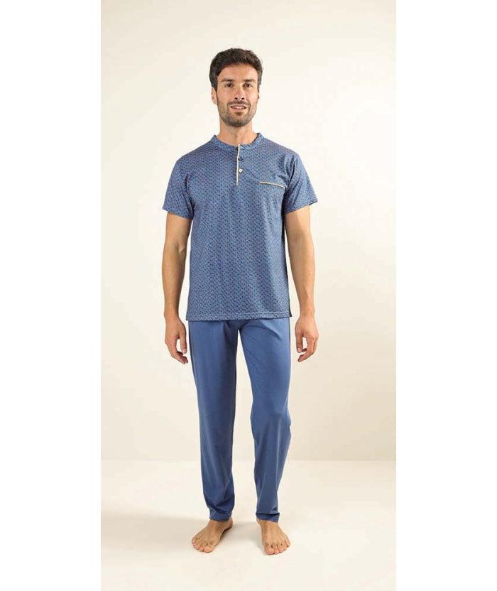 Pigiama uomo mezza manica pantalone lungo Jersey serafino Gary puro cotone Z60002