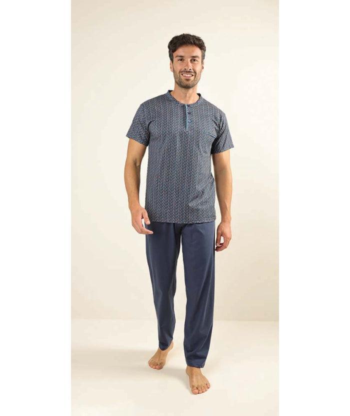 Pigiama uomo mezza manica pantalone lungo Jersey serafino Gary puro cotone Z60002