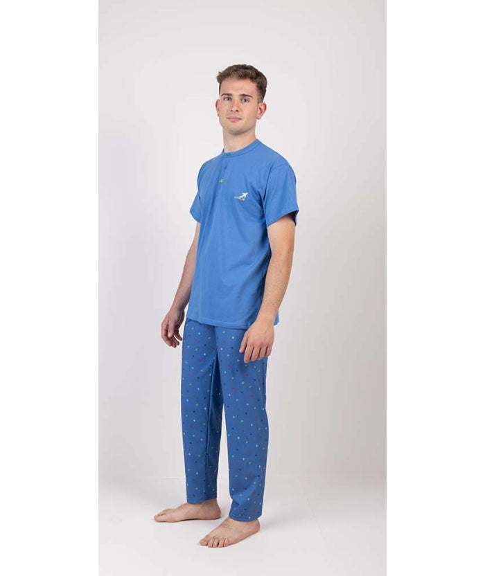 Pigiama uomo mezza manica pantalone lungo Jersey serafino Gary puro cotone 6213