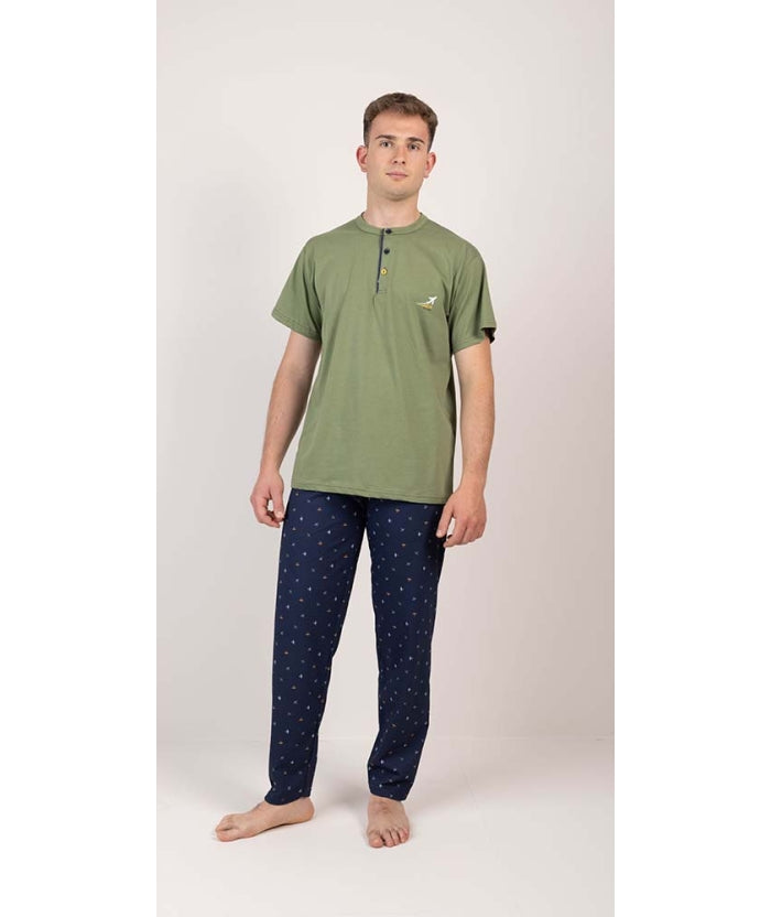 Pigiama uomo mezza manica pantalone lungo Jersey serafino Gary puro cotone 6213