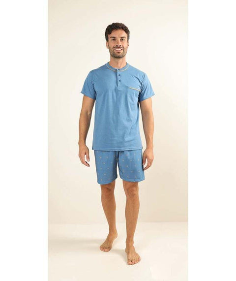 Pigiama uomo serafino mezza manica pantalone corto Gary 100% Cotone Z65075