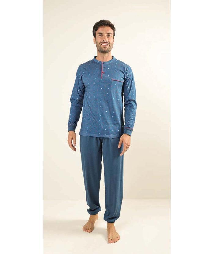 Pigiama uomo lungo Jersey serafino Gary puro cotone Z60031 - Caos Intimo Donna - Uomo - Bambini - Casa - Gary