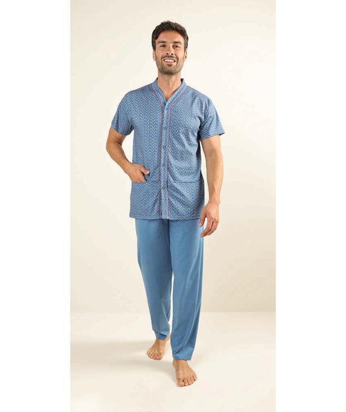 Pigiama uomo mezza manica pantalone lungo Jersey aperto Gary puro cotone Z60003 - Caos Intimo Donna - Uomo - Bambini - Casa - Gary