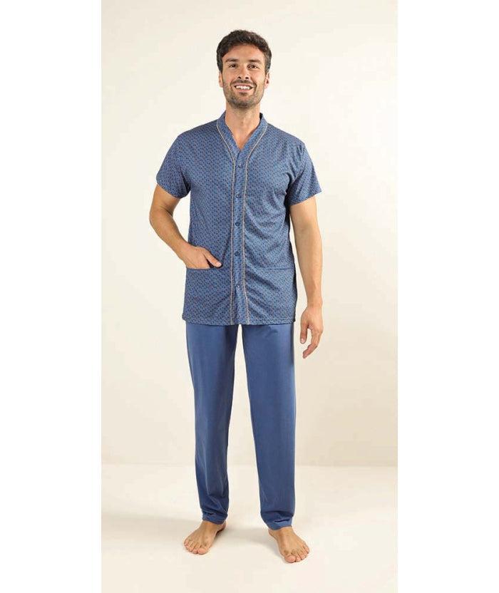 Pigiama uomo mezza manica pantalone lungo Jersey aperto Gary puro cotone Z60003 - Caos Intimo Donna - Uomo - Bambini - Casa - Gary