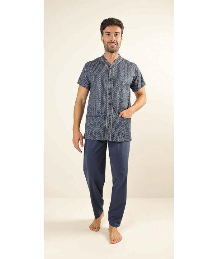 Pigiama uomo mezza manica pantalone lungo Jersey aperto Gary puro cotone Z60003 - Caos Intimo Donna - Uomo - Bambini - Casa - Gary