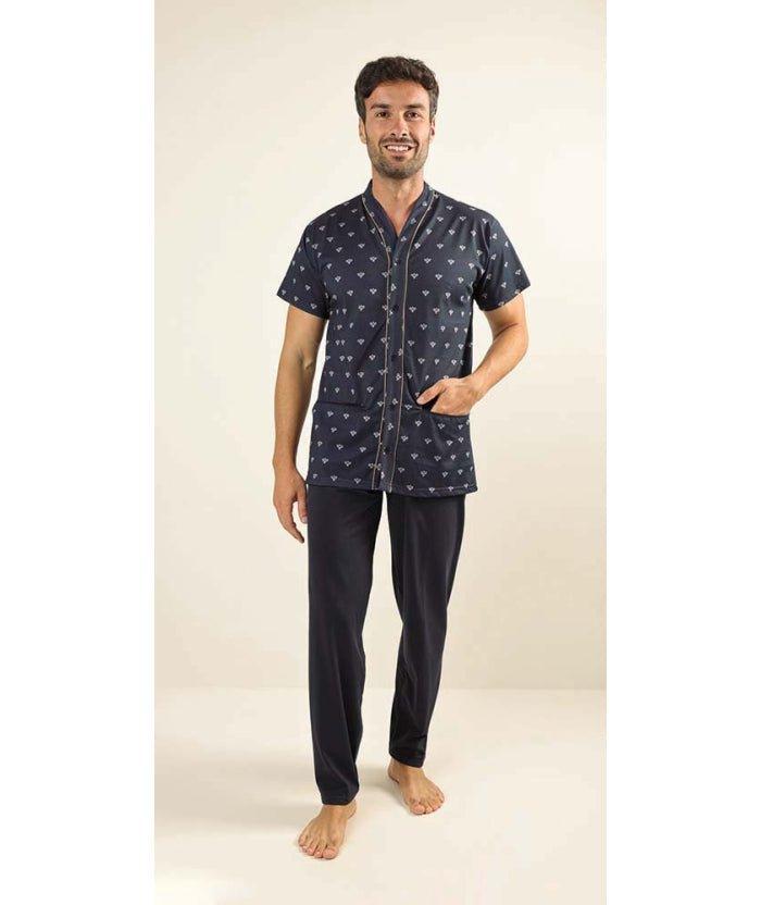 Pigiama uomo mezza manica pantalone lungo Jersey aperto Gary puro cotone Z60042 - Caos Intimo Donna - Uomo - Bambini - Casa - Gary