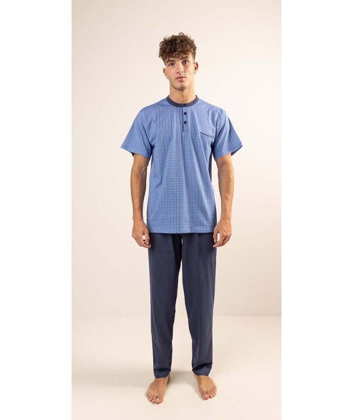 Pigiama uomo mezza manica pantalone lungo Jersey serafino Gary puro cotone Z60102 - Caos Intimo Donna - Uomo - Bambini - Casa - Gary
