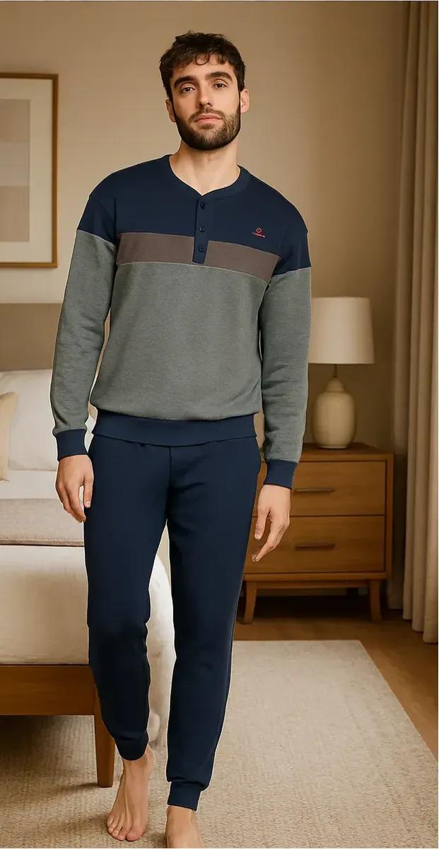 Pigiama uomo Nottingham caldo cotone interlock PG44576 - Caos Intimo Donna - Uomo - Bambini - Casa - Nottingham