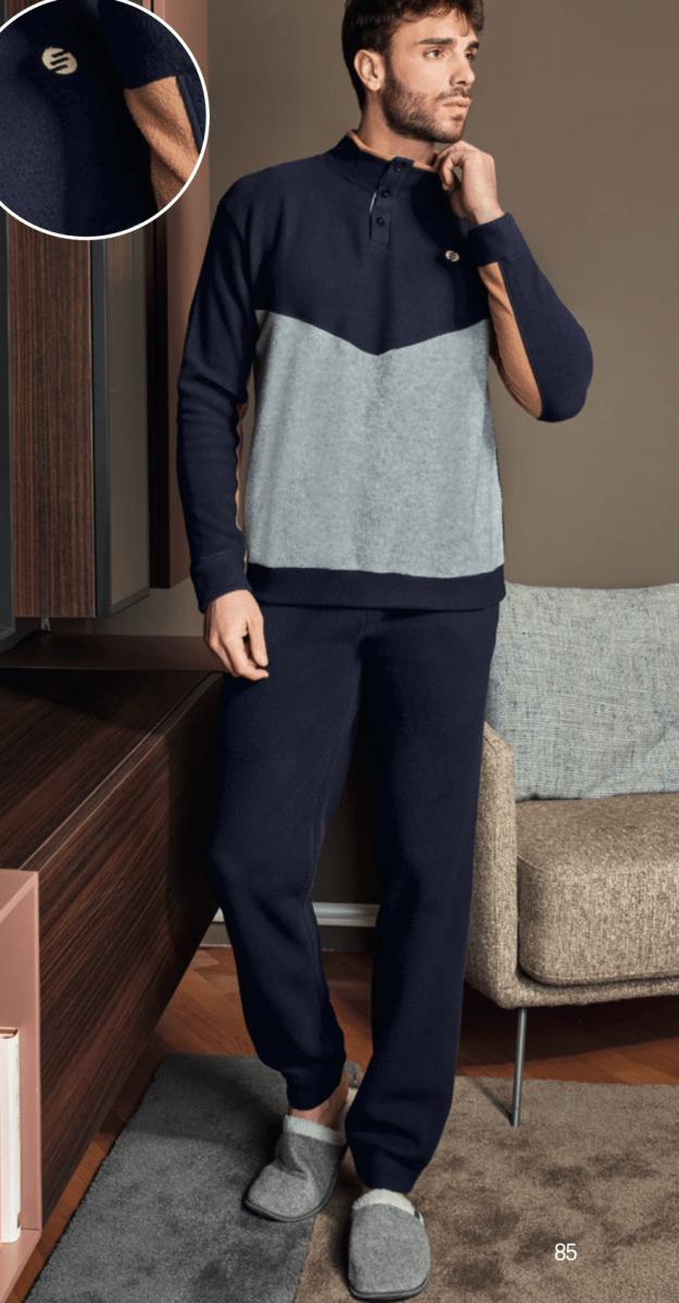 Pigiama uomo Nottingham pile collo alto PG44801 - Caos Intimo Donna - Uomo - Bambini - Casa - Nottingham