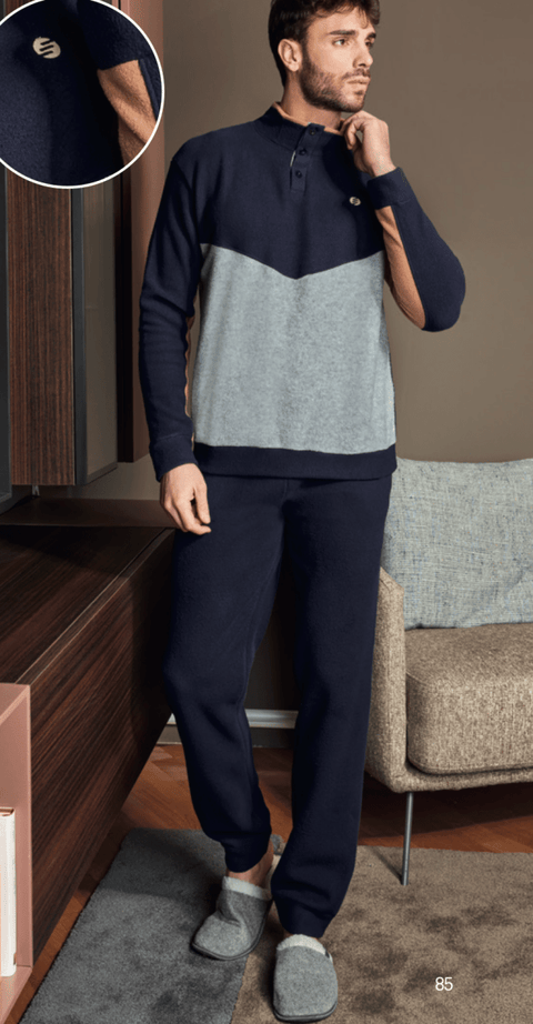 Pigiama uomo Nottingham pile collo alto PG44801 - Caos Intimo Donna - Uomo - Bambini - Casa - Nottingham