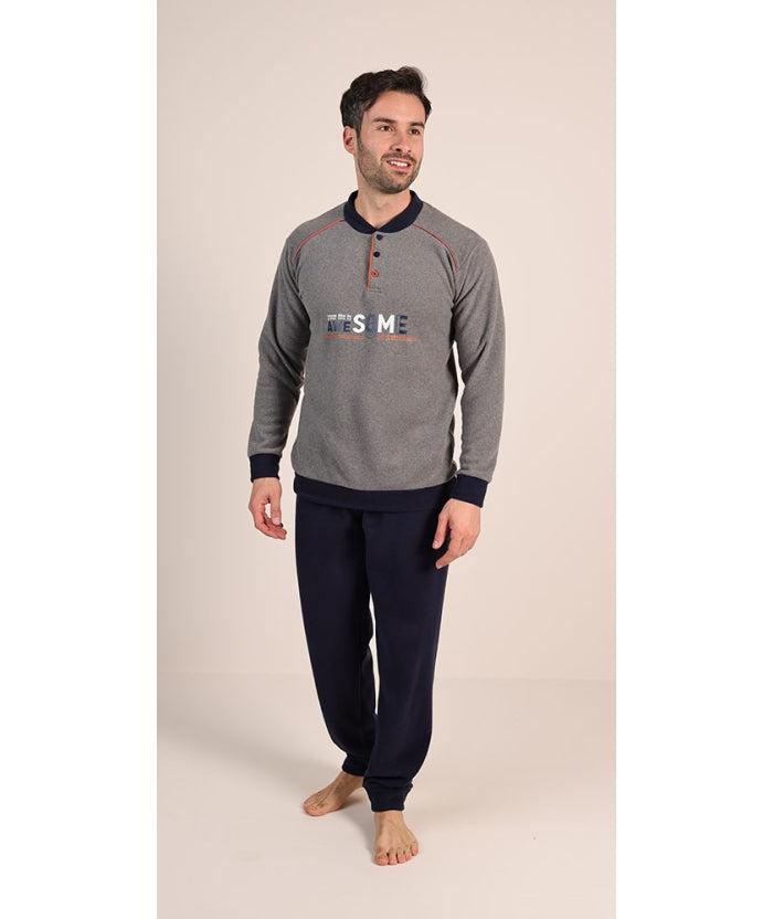 Pigiama uomo invernale collo serafino punto Milano Gary flanellato 6121