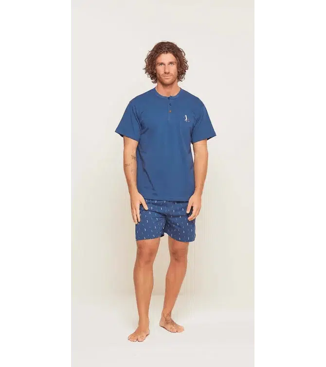 Pigiama uomo serafino Gary calibrato mezza manica pantaloncino puro cotone U65014CONF - Caos Intimo Donna - Uomo - Bambini - Casa - Gary