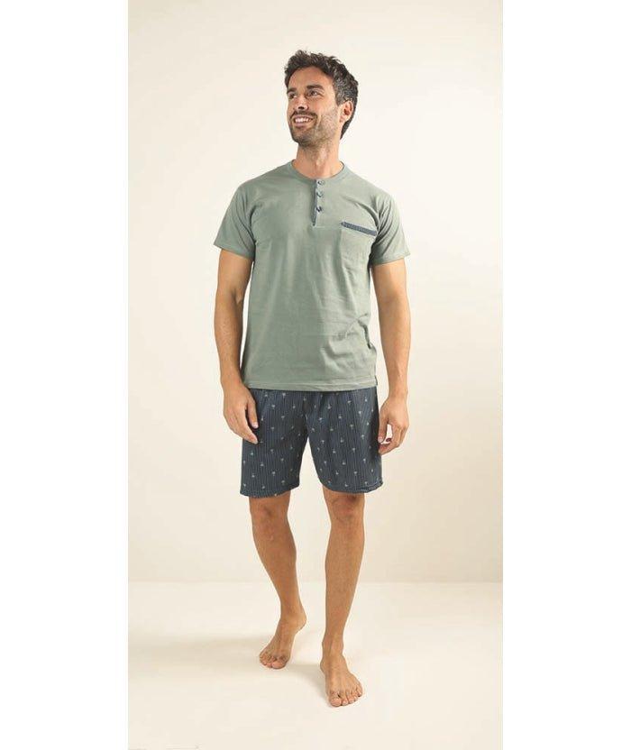 Pigiama uomo serafino mezza manica pantalone corto Gary 100% Cotone Z65015 - Caos Intimo Donna - Uomo - Bambini - Casa - Gary