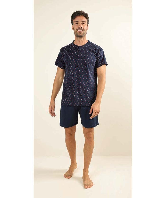 Pigiama uomo serafino mezza manica pantalone corto Gary 100% Cotone Z65085 - Caos Intimo Donna - Uomo - Bambini - Casa - Gary