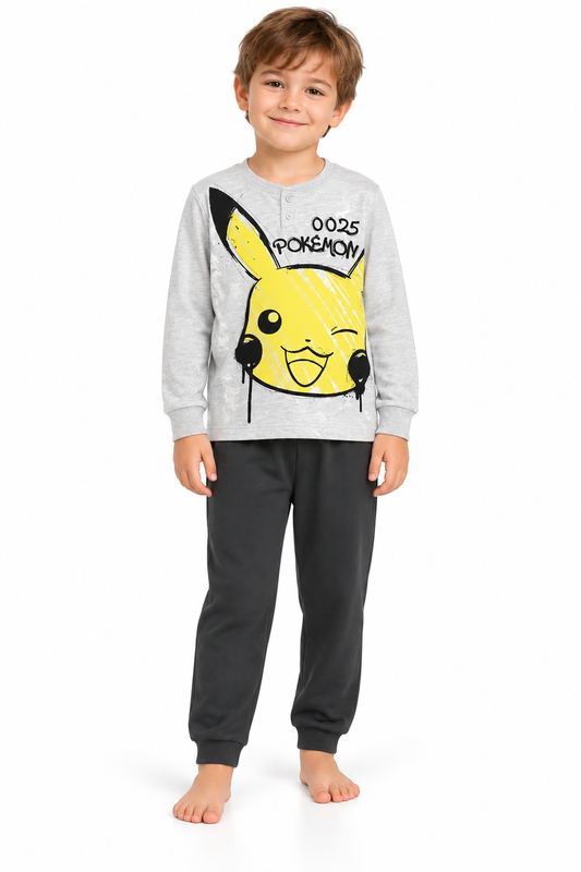 Pigiama caldo cotone Pokemon interlock bambino baby PK40Z1688 - GRIGIO CHIARO